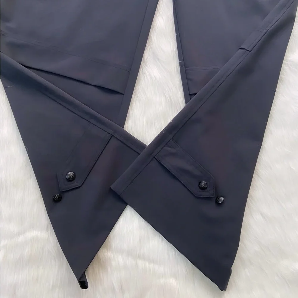 NWT Zara Wide Leg Trousers Navy Blue Pants Poly / Viscose / Elastane Blend Large - Picture 4 of 12